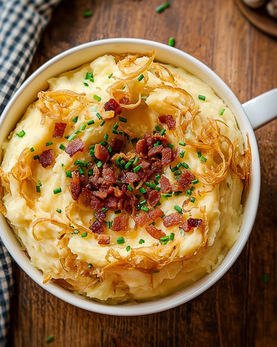 Cheesy Loaded Mashed Potatoes with Crispy Shallots and Pancetta 97 Cheesy Loaded Mashed Potatoes with Crispy Shallots and Pancetta