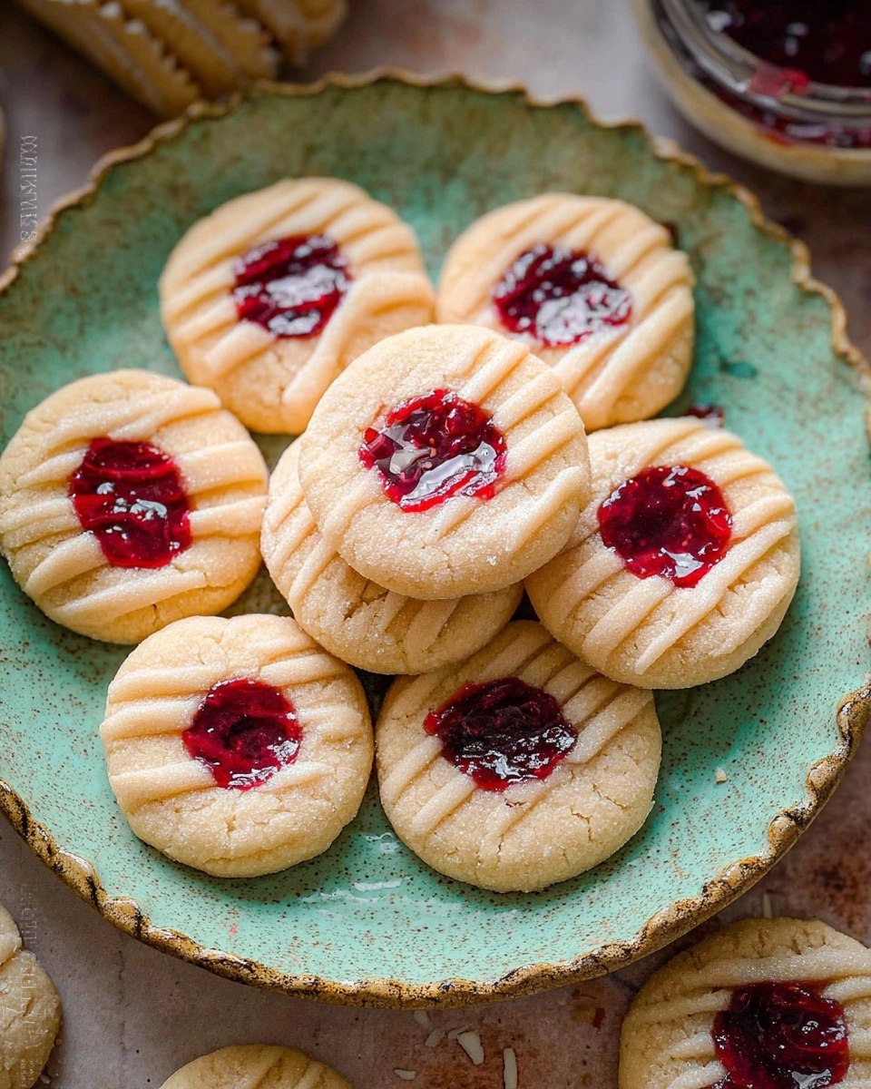 Raspberry Almond Thumbprint Cookies