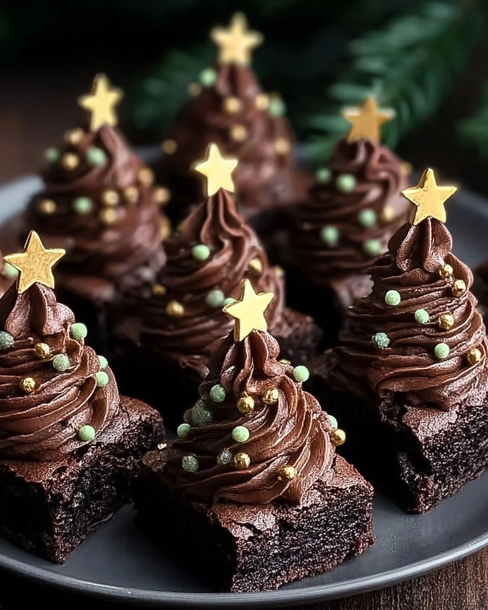 Christmas Tree Brownies with Chocolate Buttercream Bliss