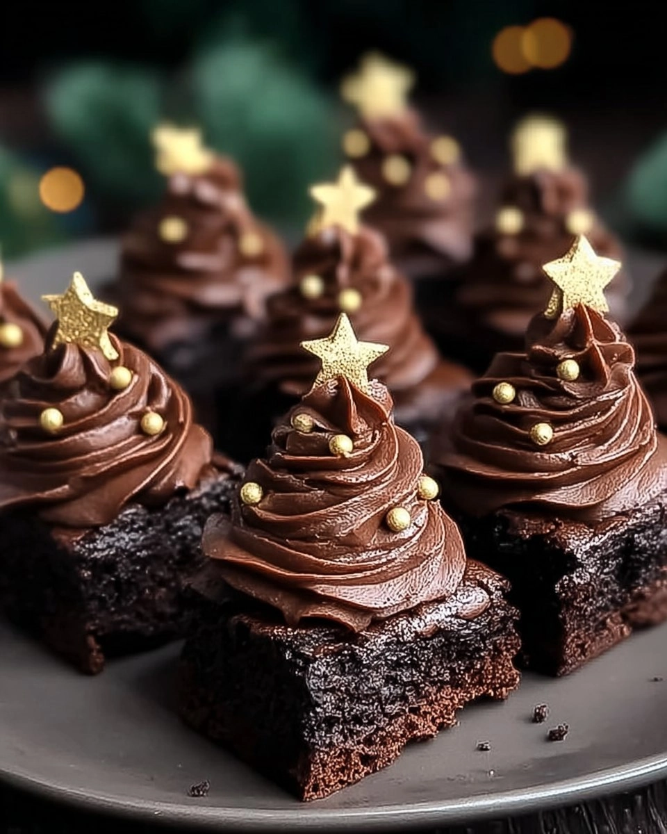 Christmas Tree Brownies with Chocolate Buttercream Bliss