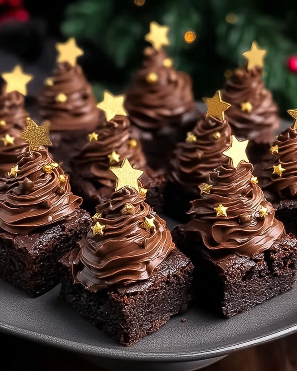 Christmas Tree Brownies with Chocolate Buttercream Bliss