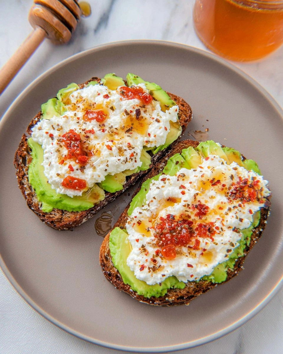 Cottage Cheese Toast With Avocado and Hot-Honey