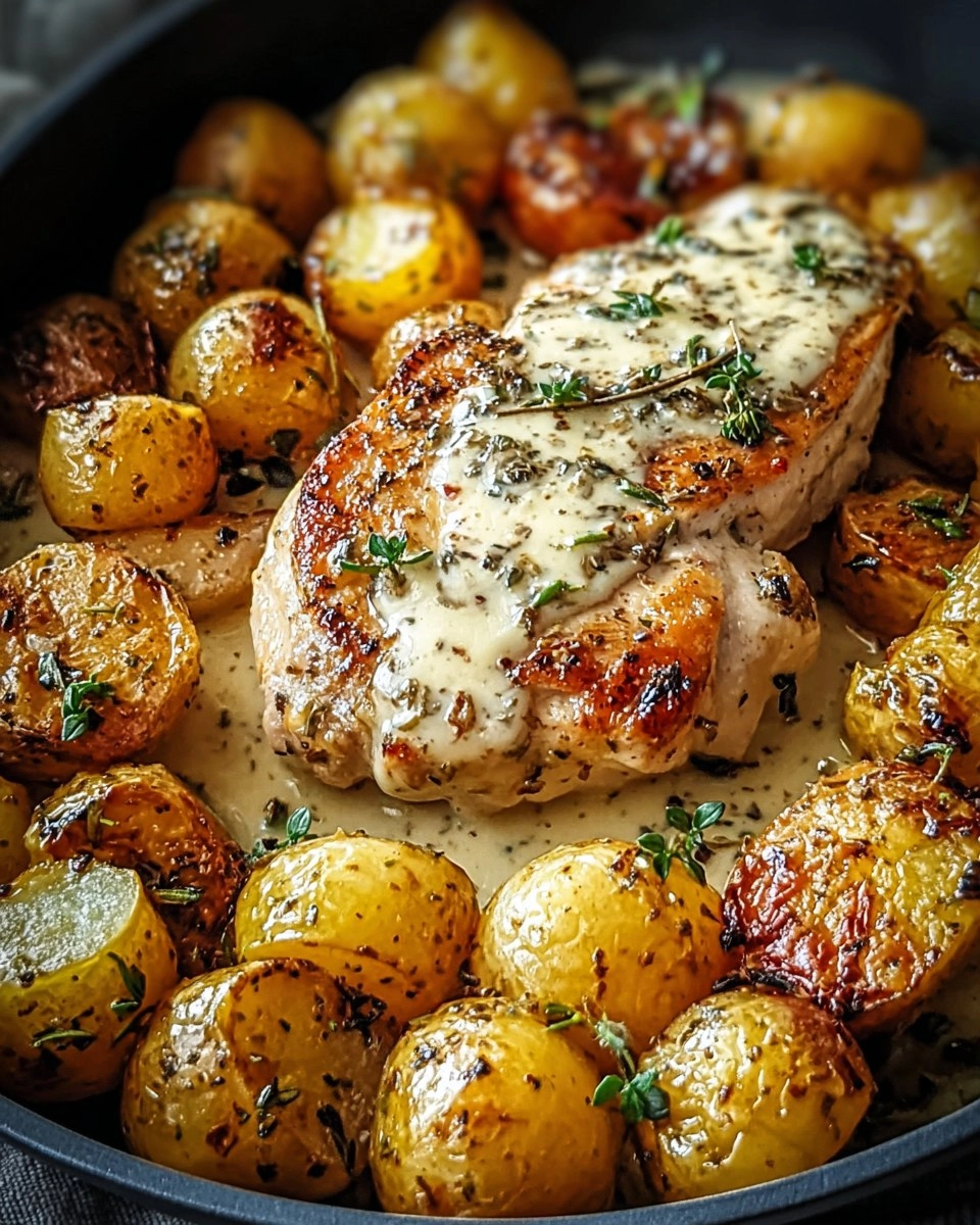 Creamy Garlic Chicken with Roasted Baby Potatoes
