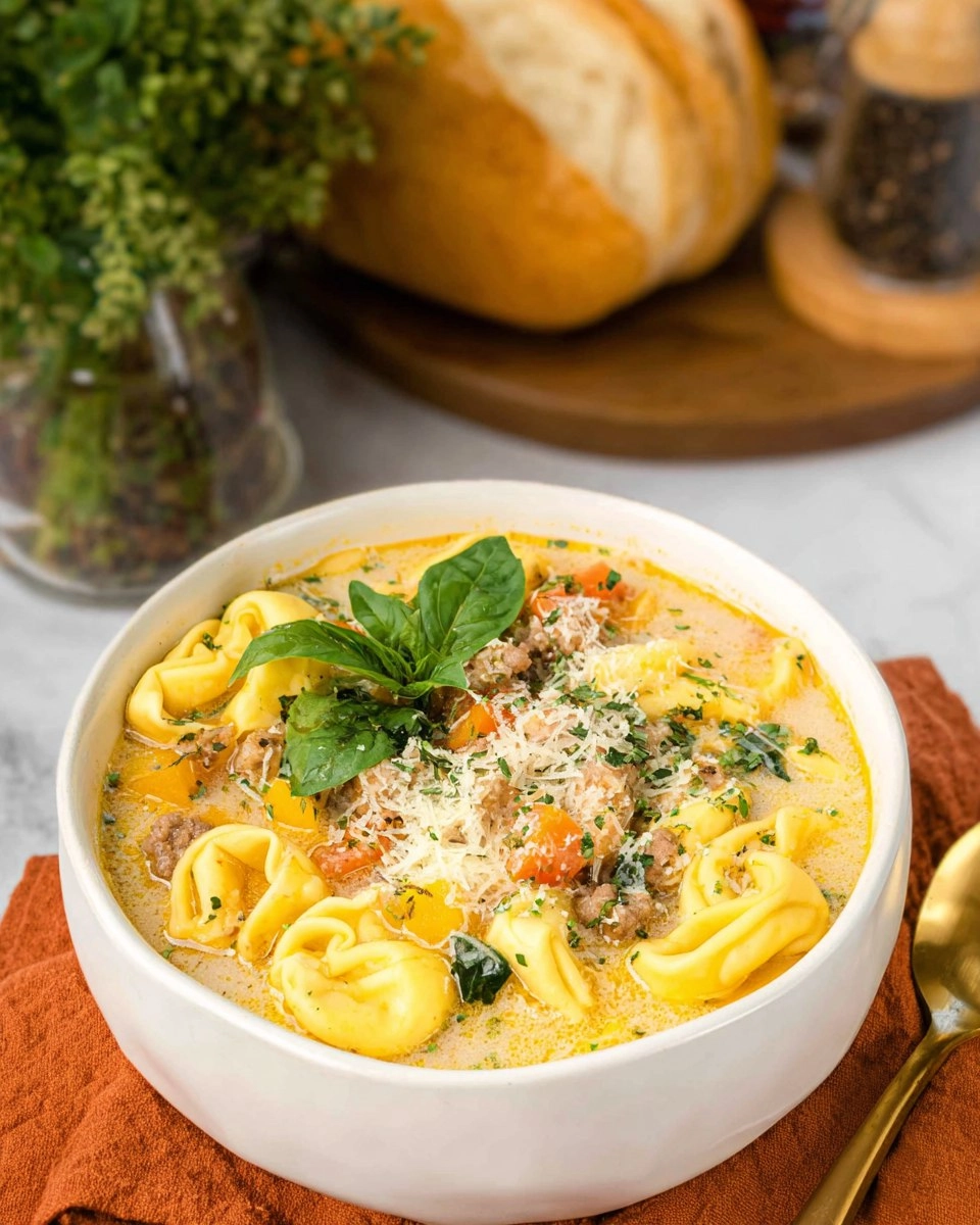 Crockpot Sausage Tortellini Soup