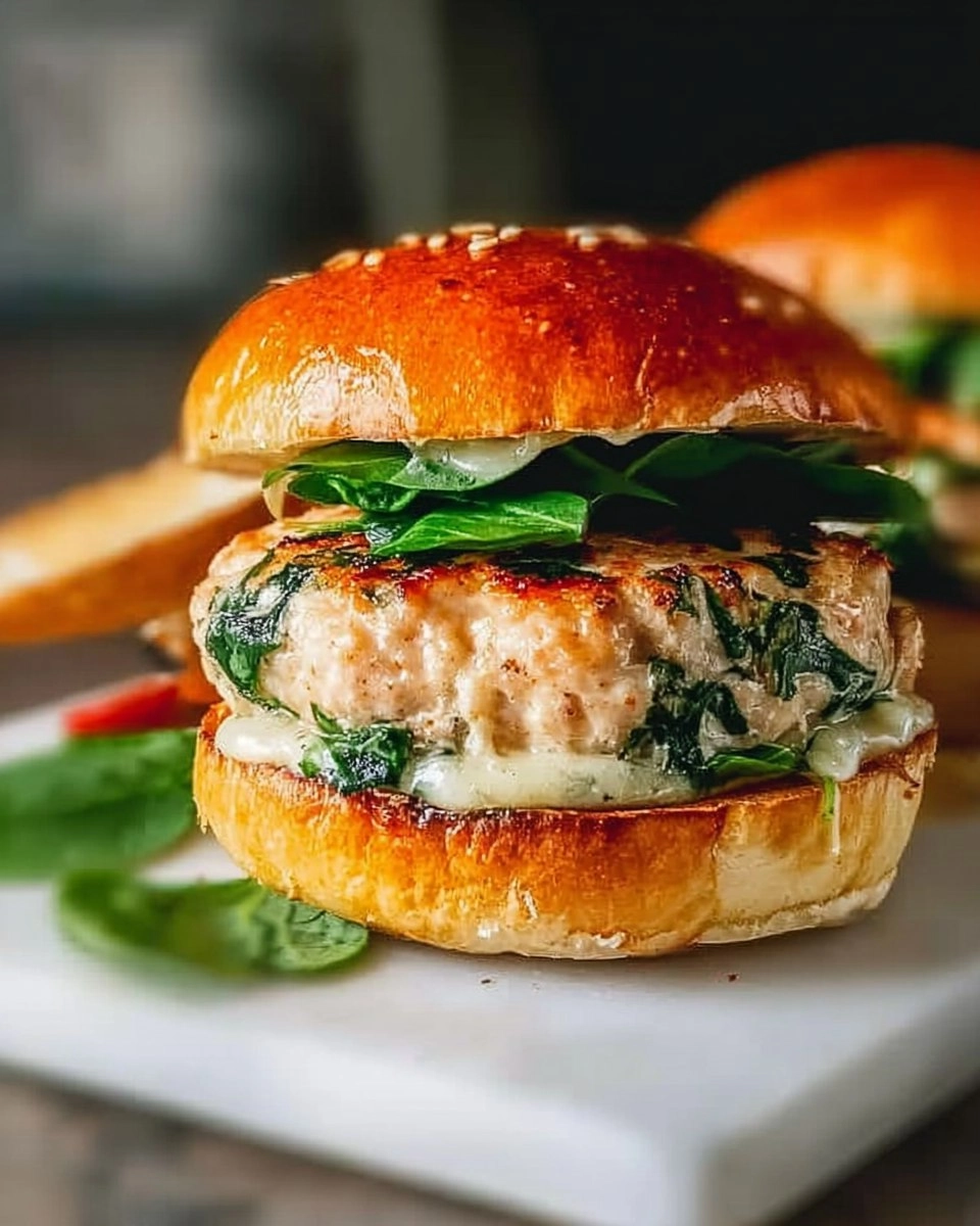 White Cheddar Spinach Chicken Burgers