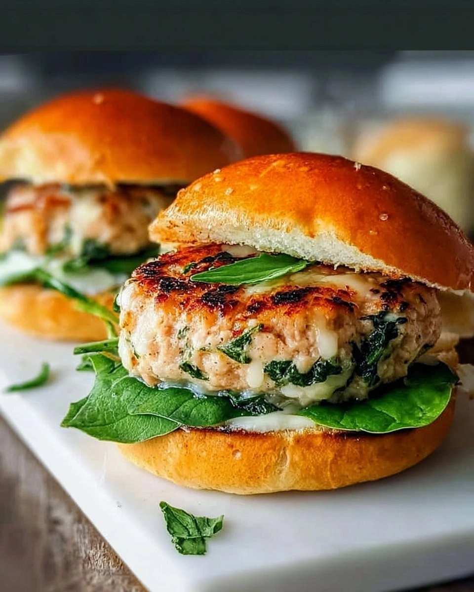 White Cheddar Spinach Chicken Burgers
