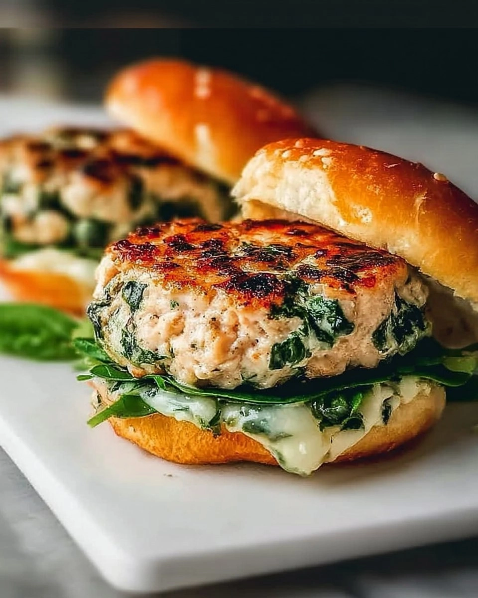 White Cheddar Spinach Chicken Burgers