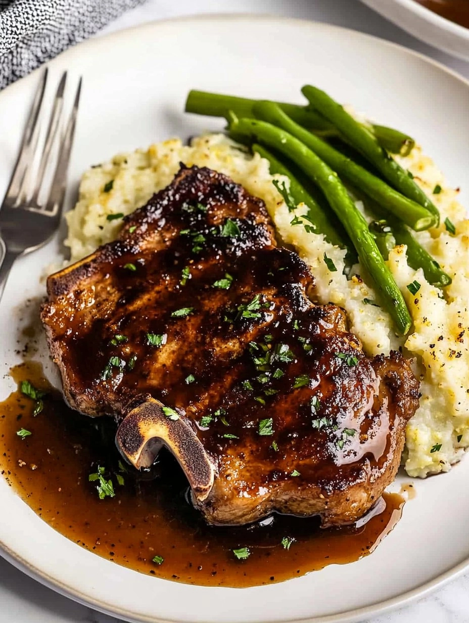 Balsamic Pork Chops with Cauli Mash