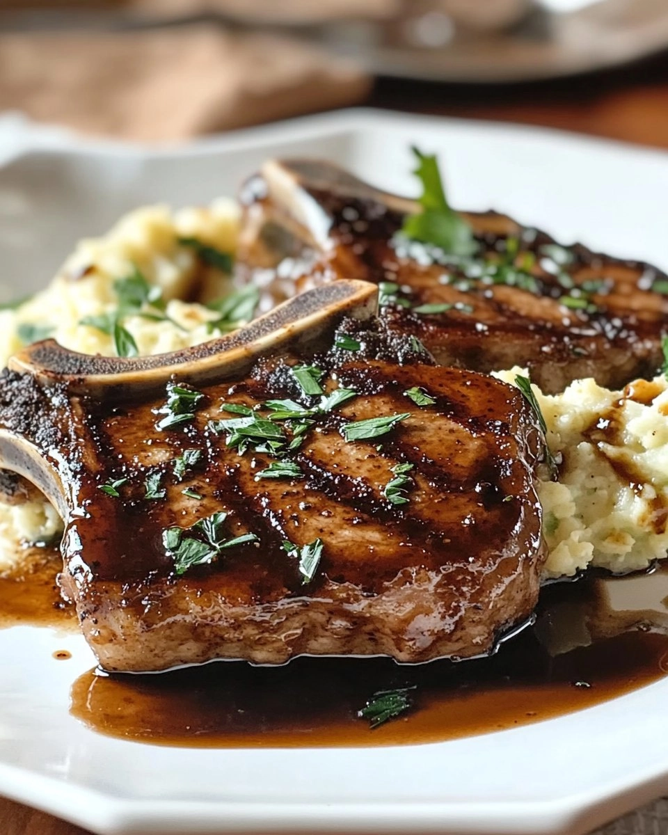 Balsamic Pork Chops with Cauli Mash