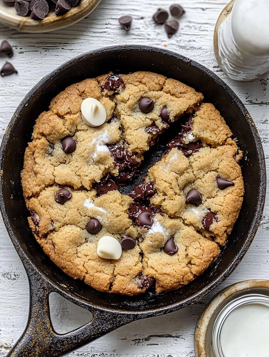 Chewy Gooey Chocolate Chip Skillet Cookie