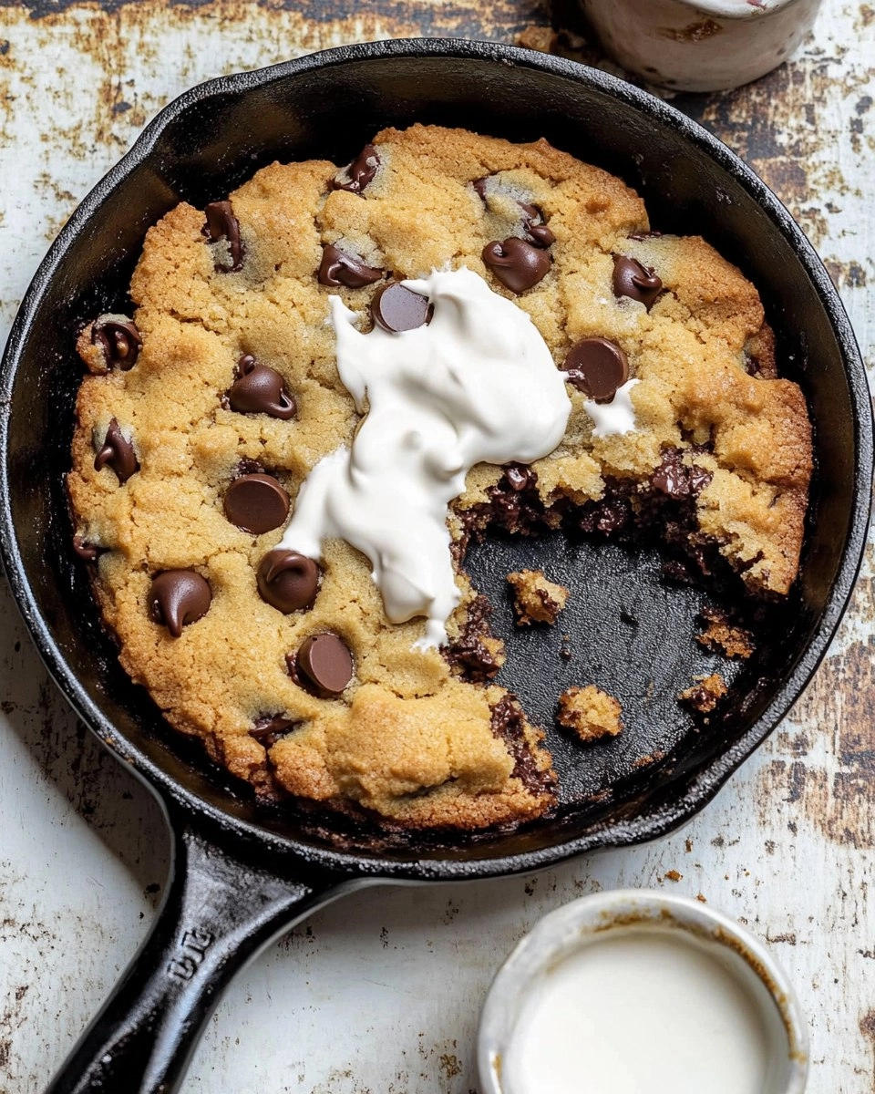 Chewy Gooey Chocolate Chip Skillet Cookie