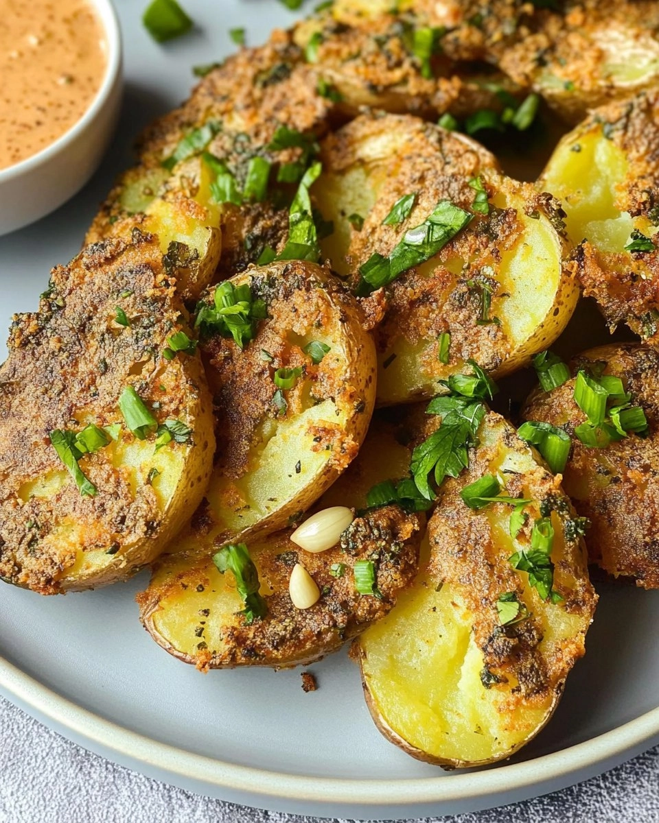 Crispy Smashed Potatoes with Garlic & Za'atar