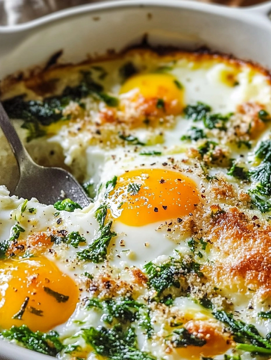 Easy Baked Eggs Florentine