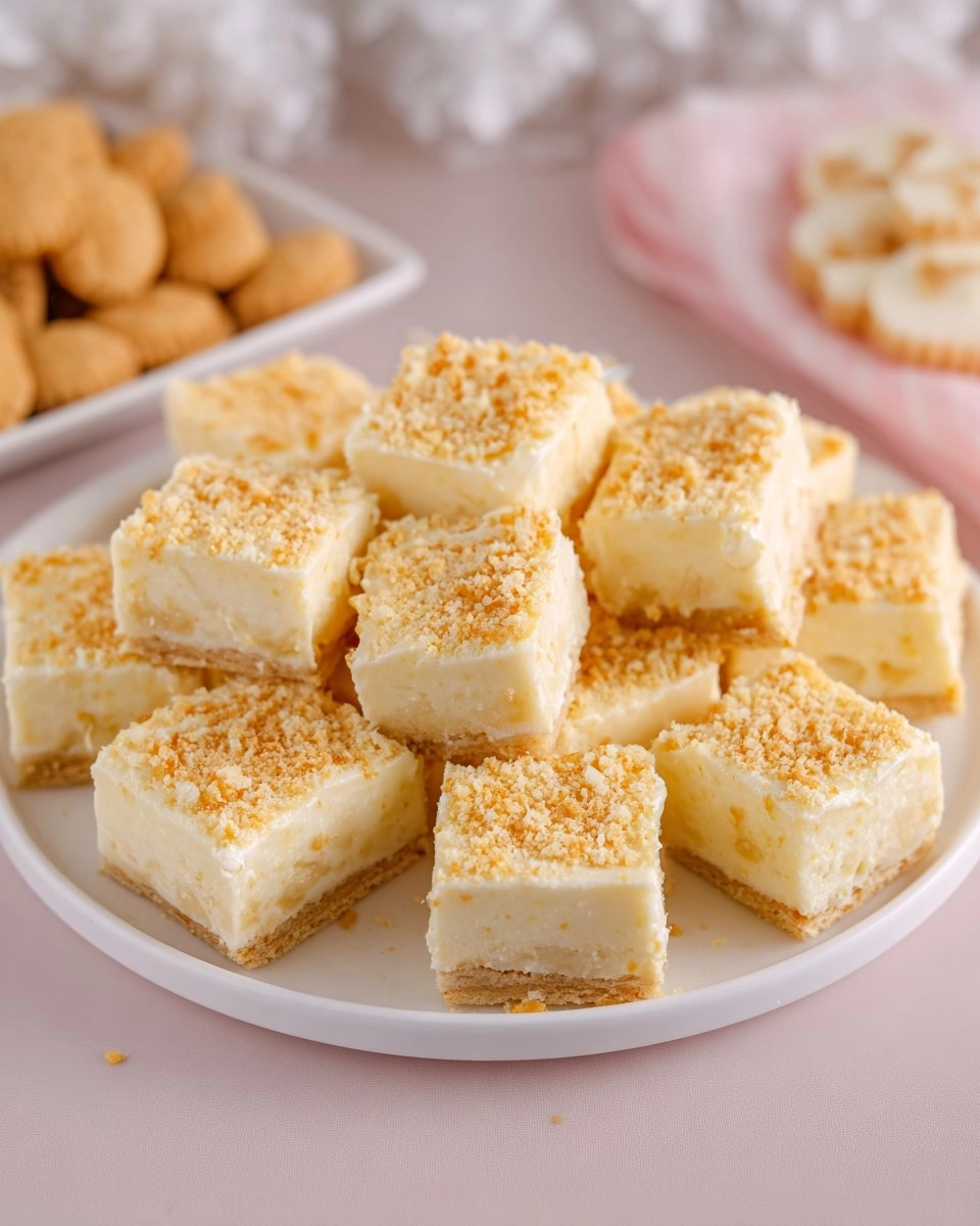 Easy Banana Pudding Fudge Squares with a Nilla Wafer Crunch