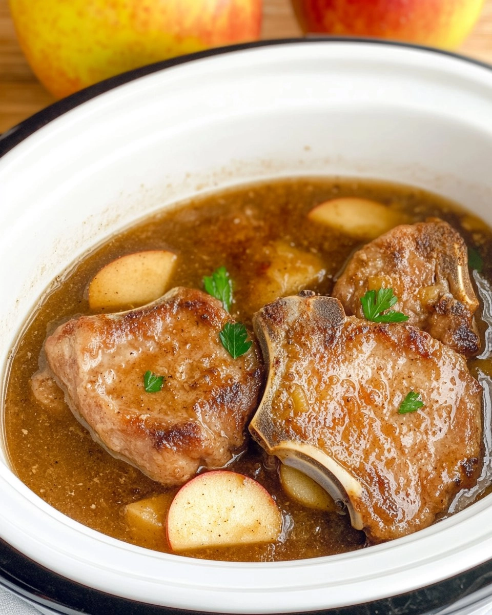 Fall-Apart Tender Crockpot Apple Pork Chops