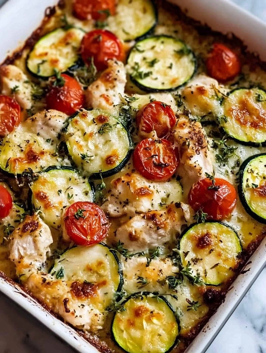 Mediterranean Chicken Zucchini Bake