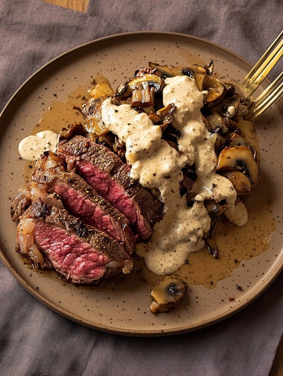 Pink Roasted Steak with Mushroom Sauce 121 Pink Roasted Steak with Mushroom Sauce