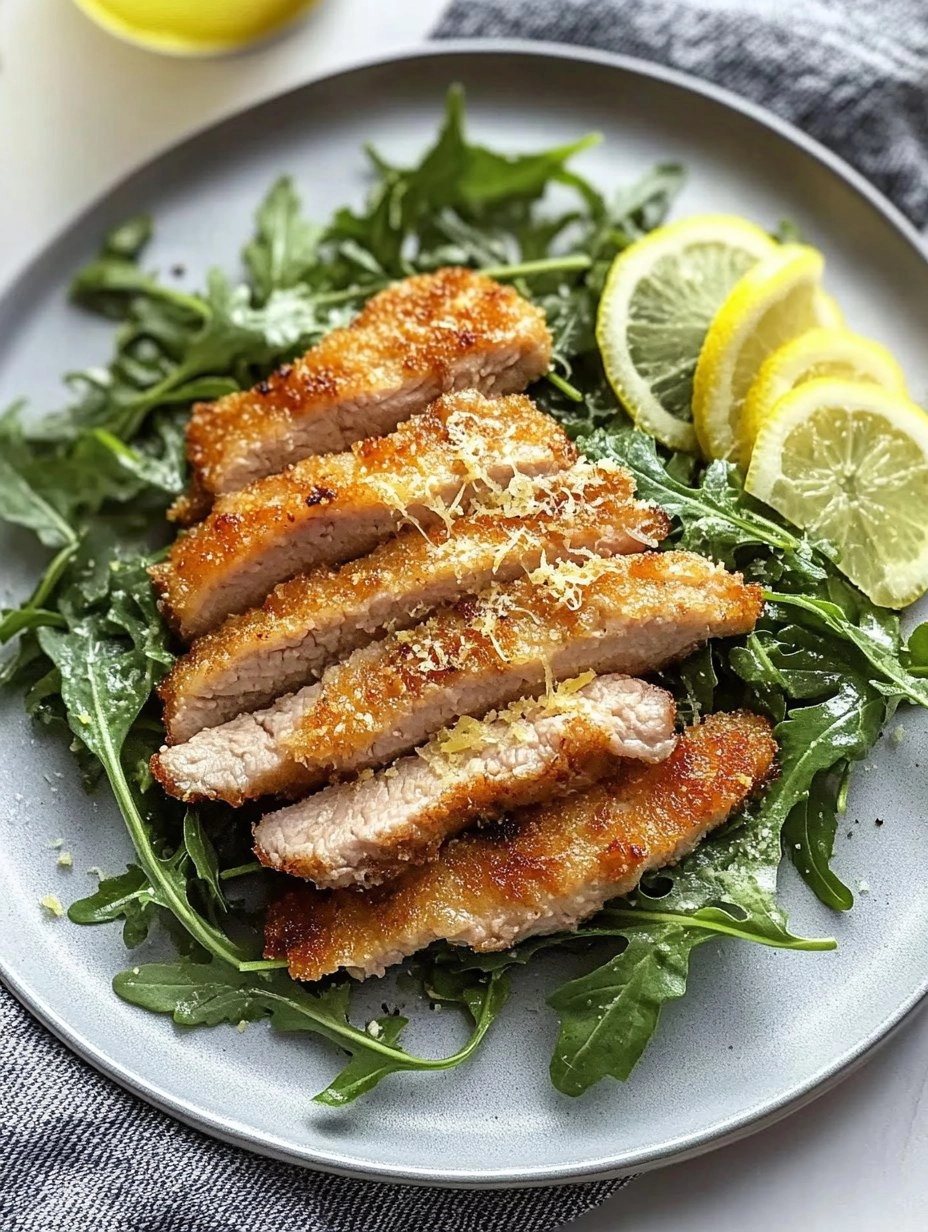 Pork Milanese with Lemon Parmesan Arugula
