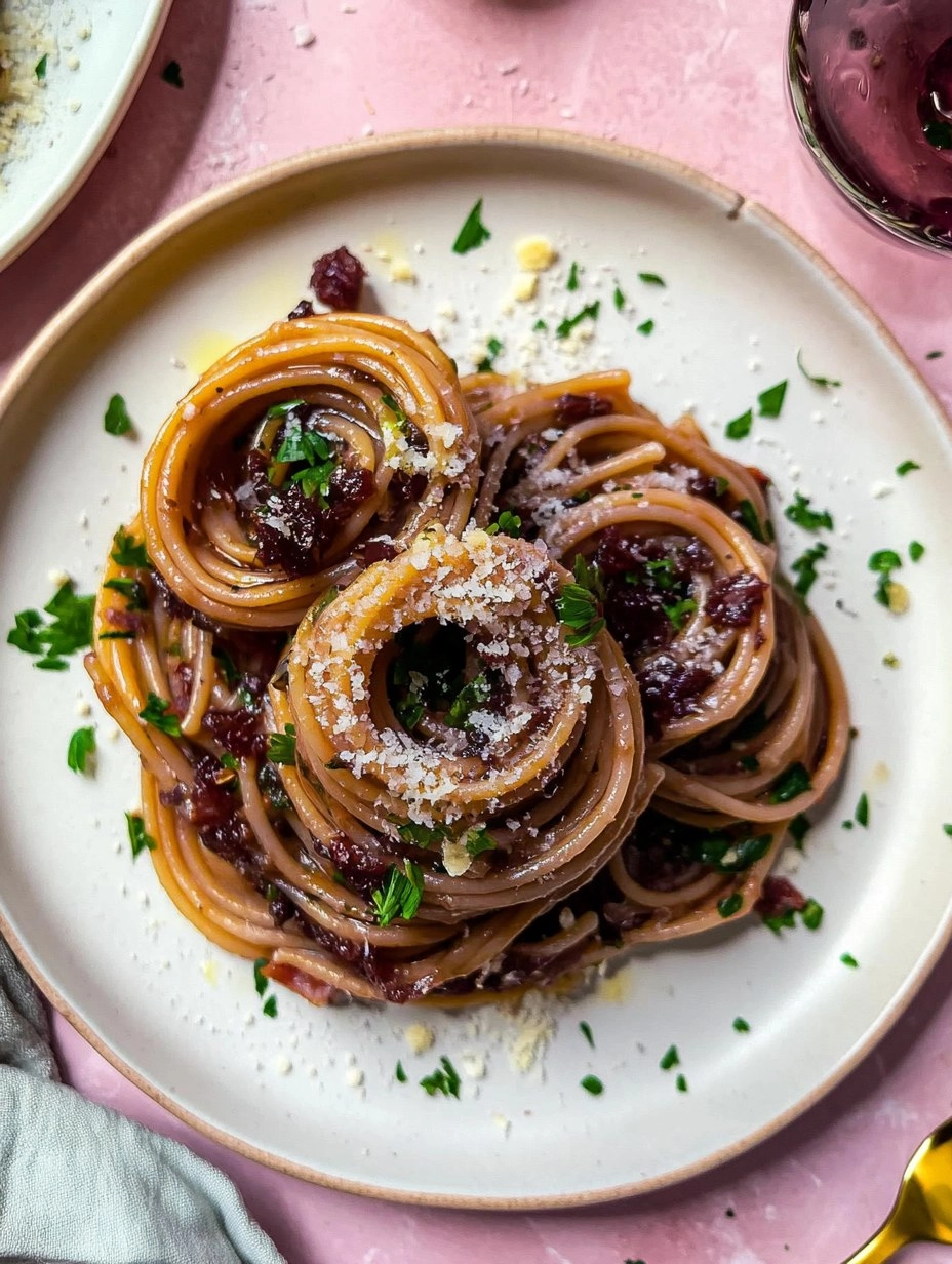 Red Wine Bucatini with Pancetta 91 Red Wine Bucatini with Pancetta