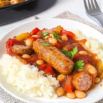 Sausage, Butter Bean & Tomato Tray Bake 113 Sausage-Butter-Bean-Tomato-Tray-Bake-Recipe