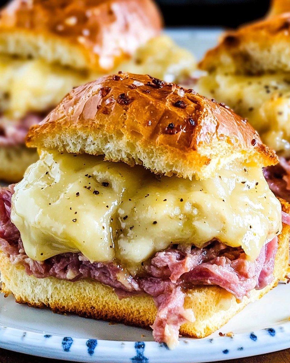 Baked Reuben Sliders with Thousand Island Glaze