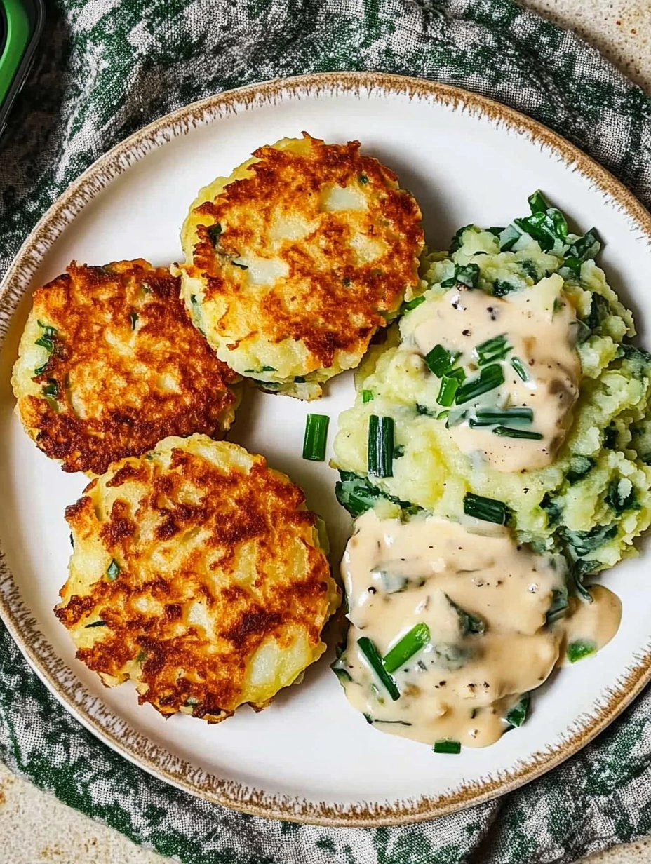 Cheesy Colcannon Potato Cakes with Scallions