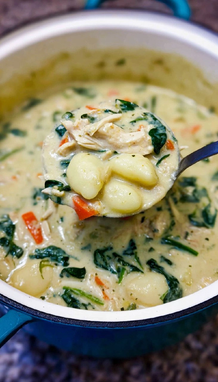 Creamy Chicken & Gnocchi Soup with Spinach