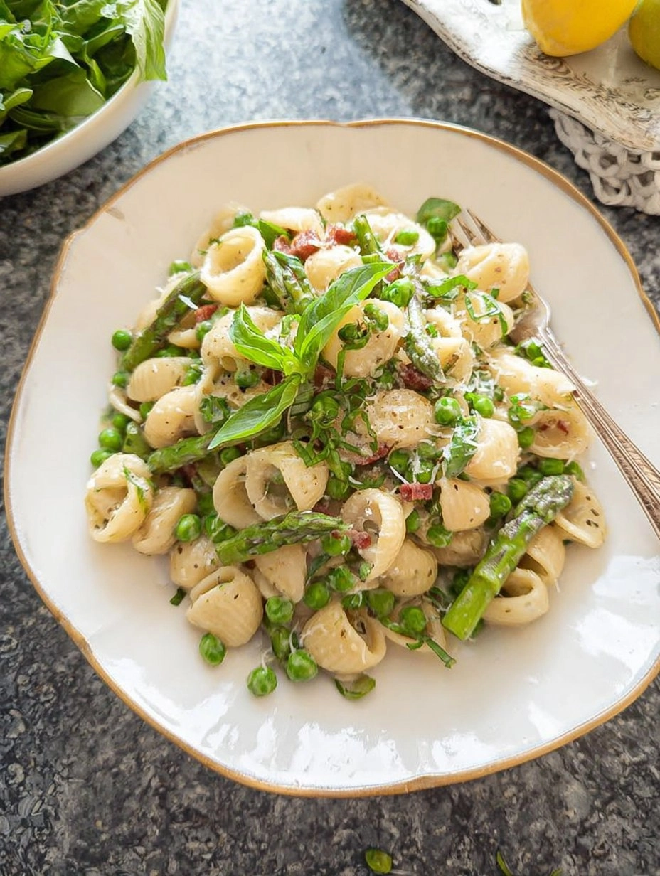 Creamy Lemon Asparagus Pasta with Peas & Parmesan