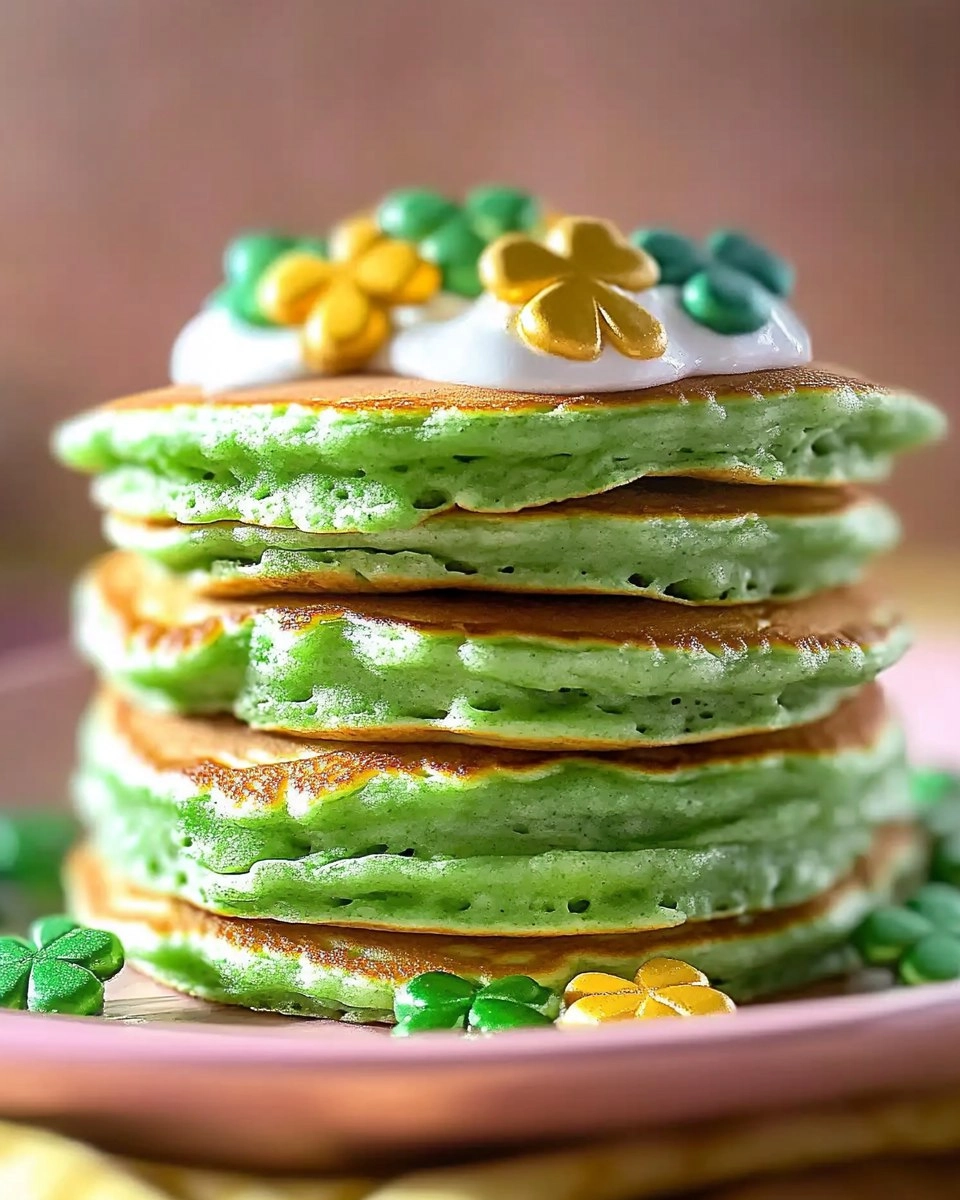 Fluffy St. Patricks Day Green Buttermilk Pancakes