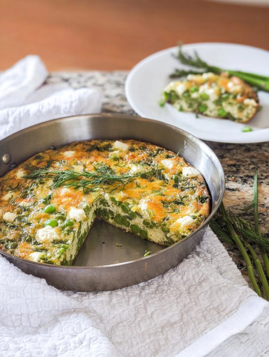 Herb & Goat Cheese Frittata with Asparagus and Peas