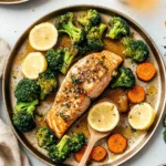 Honey Garlic Sheet-Pan Salmon with Broccoli & Carrots 113 Honey-Garlic-Sheet-Pan-Salmon-with-Broccoli-Carrots-Recipe