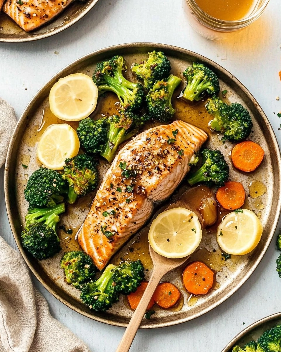 Honey Garlic Sheet-Pan Salmon with Broccoli & Carrots 110 Honey Garlic Sheet-Pan Salmon with Broccoli & Carrots
