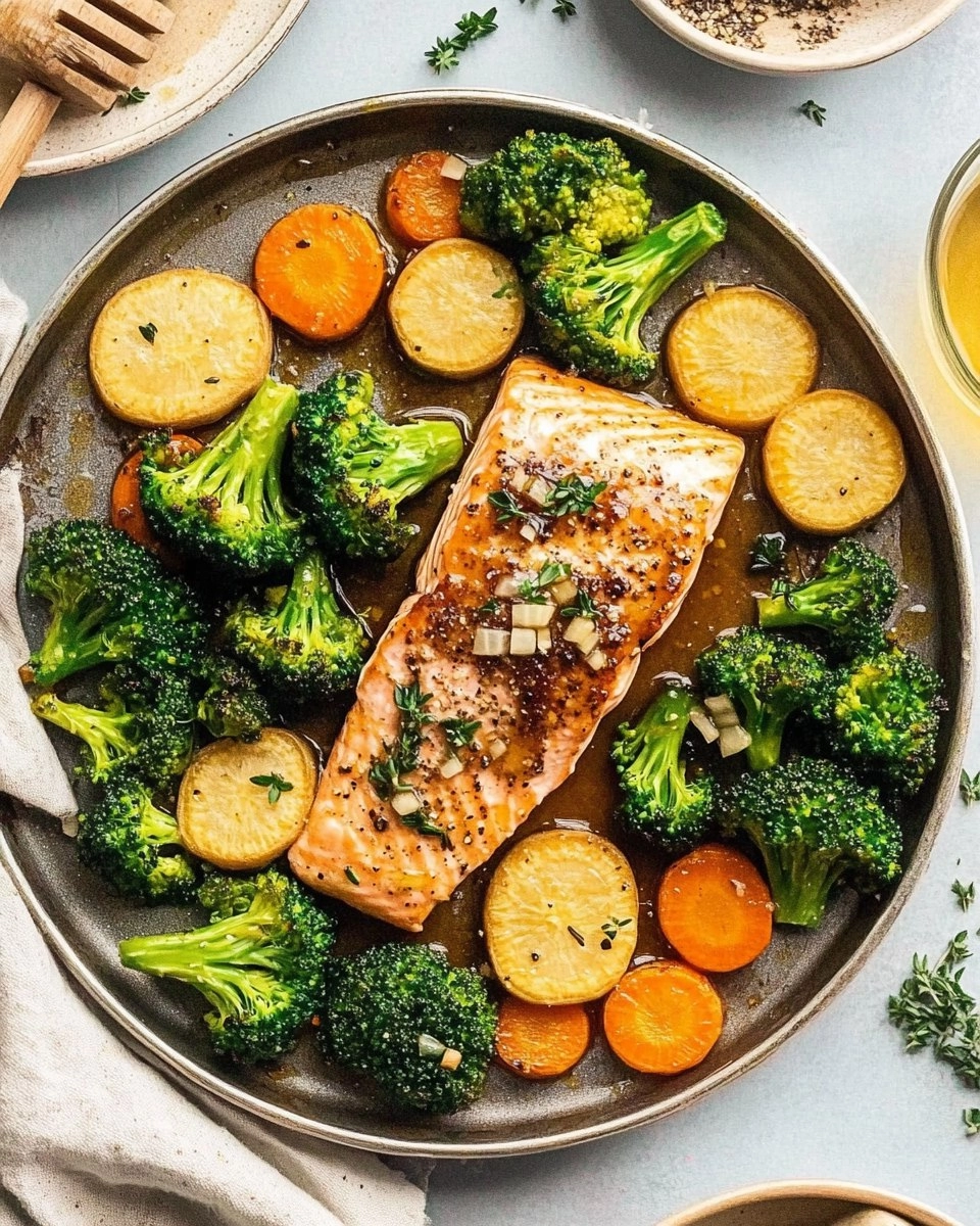 Honey Garlic Sheet-Pan Salmon with Broccoli & Carrots 112 Honey Garlic Sheet-Pan Salmon with Broccoli & Carrots
