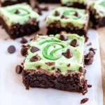 Mint-Chocolate-Chip-Brownies-with-Green-Swirl-Frosting-Recipe