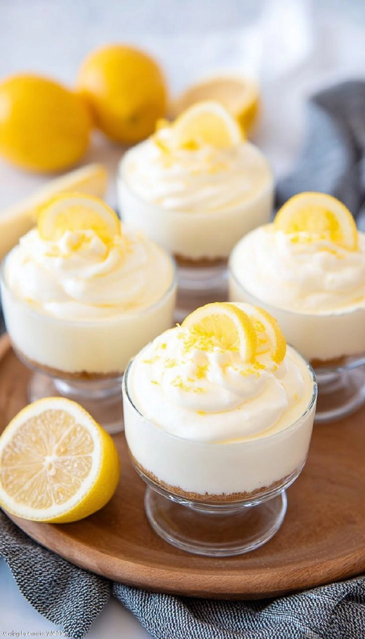 No-Bake Lemon Cheesecake Cups with Vanilla Cookie Crust