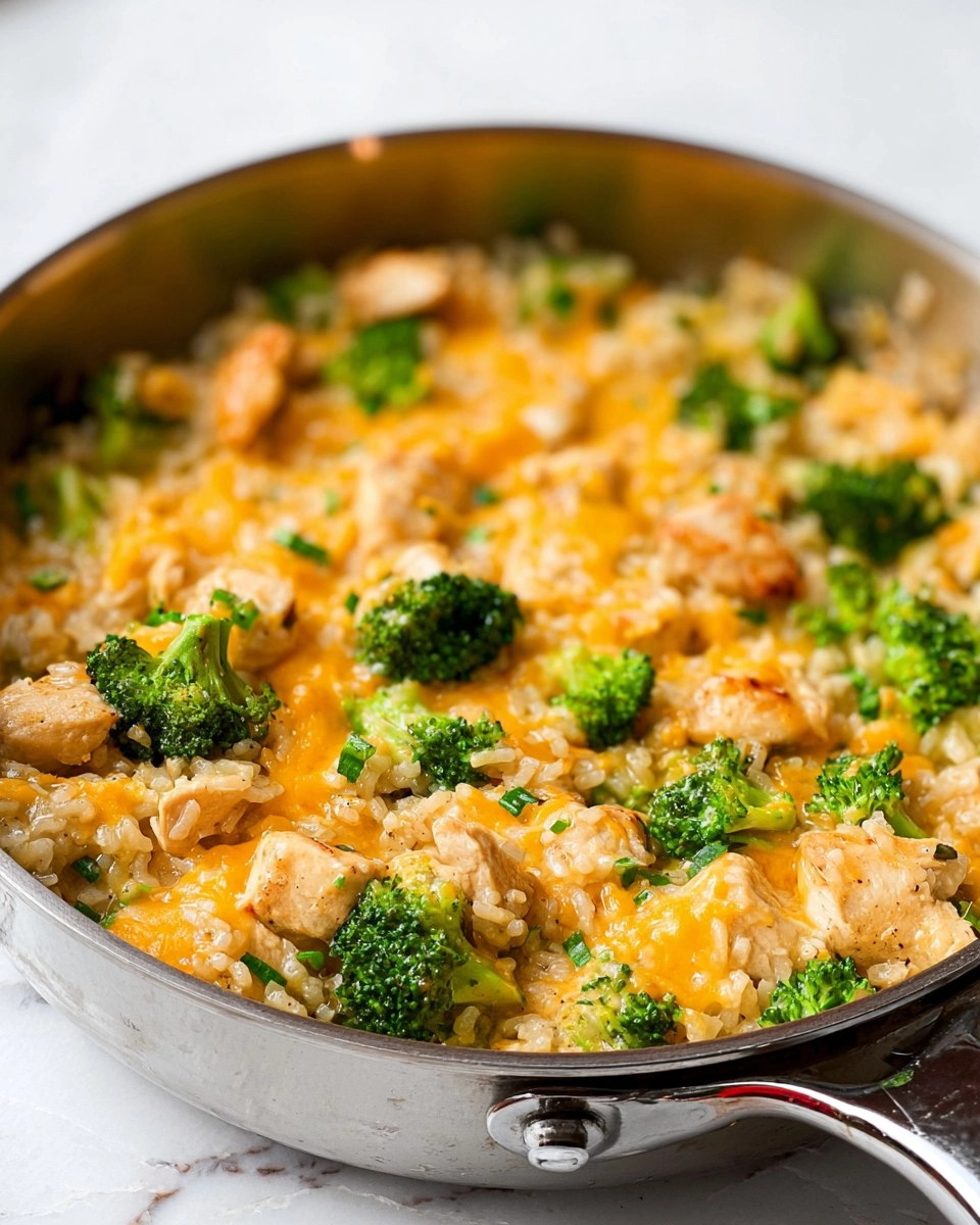 One Pan Cheesy Chicken Broccoli and Rice