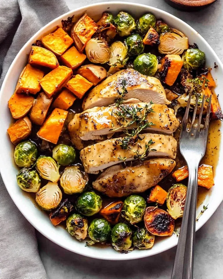 Sheet-Pan-Maple-Dijon-Chicken-with-Brussels-Sprouts-Sweet-Potatoes-Recipe